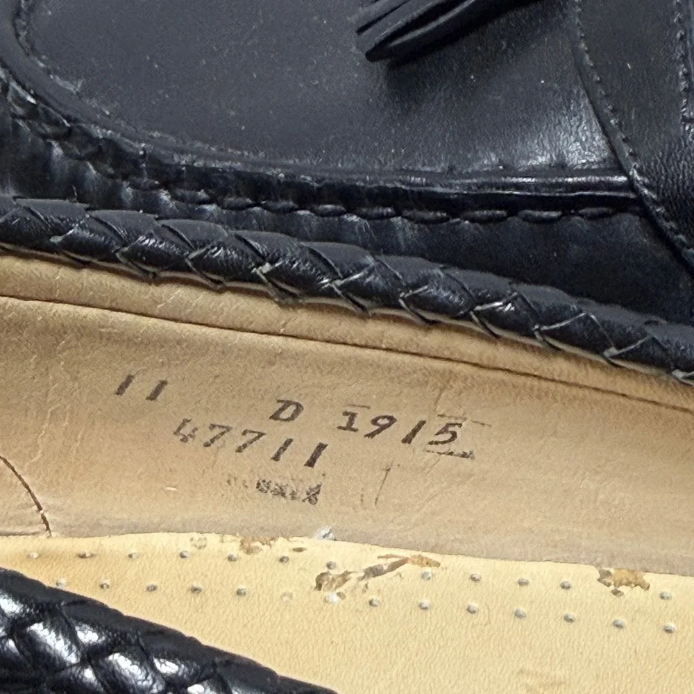 Allen Edmonds Maxfield Loafers Men 11 Tassel Braided Slip On Black Quiet‎ Luxury